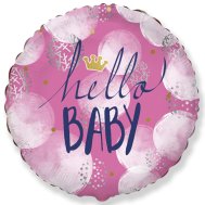 Фольгированный шар круг "Hello baby" розовый 18" Flexmetal