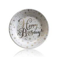 Набор тарелок "Happy Birthday" золото 10 шт