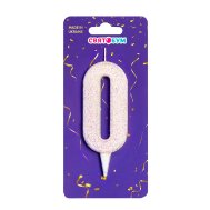 Свеча-цифра "0" белая блеск Свеча-цифра "0" белая блеск