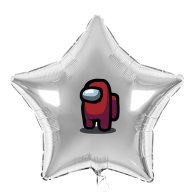 Наклейка для фольгованих кульок 18" "Among US" red 16х11 см 