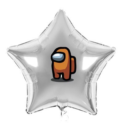 Наклейка на фольгированный шар 18" "Among US" orange 16х11 см 