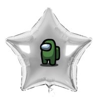 Наклейка на фольгированный шар 18" "Among US" green 16х11 см