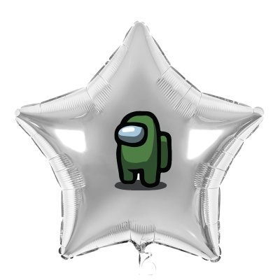 Наклейка на фольгированный шар 18" "Among US" green 16х11 см
