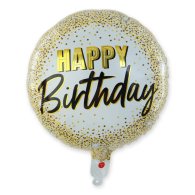 Фольгированный шар круг "Happy Birthday" конфетти золото 18" Китай