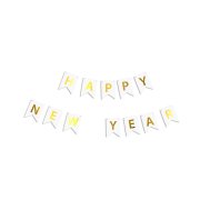 Гирлянда бумажная "Happy New Year" золото на белом Гирлянда бумажная "Happy New Year" золото на белом