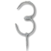 Свеча-цифра бенгальская "3" серебро