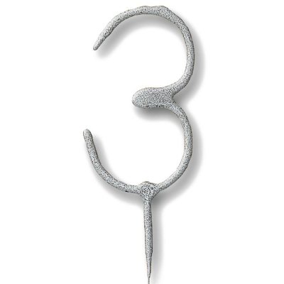 Свеча-цифра бенгальская "3" серебро