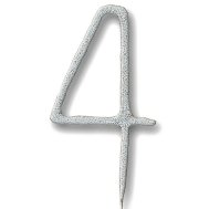 Свеча-цифра бенгальская "4" серебро Свеча-цифра бенгальская "4" серебро