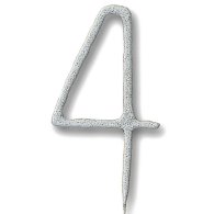 Свеча-цифра бенгальская "4" серебро