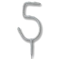 Свеча-цифра бенгальская "5" серебро Свеча-цифра бенгальская "5" серебро