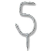 Свеча-цифра бенгальская "5" серебро