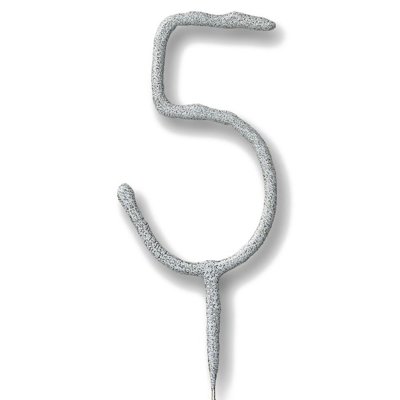 Свеча-цифра бенгальская "5" серебро