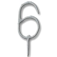 Свеча-цифра бенгальская "6" серебро Свеча-цифра бенгальская "6" серебро