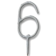 Свеча-цифра бенгальская "6" серебро