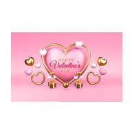 Плакат для праздника "Happy Valentine" золотые сердца 75х120 см
