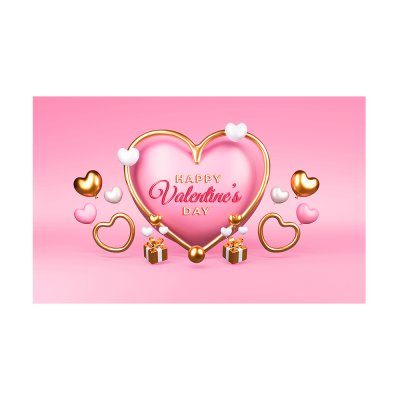 Плакат для праздника "Happy Valentine" золотые сердца 75х120 см