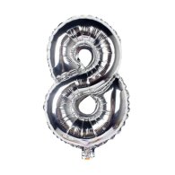 Фольгированный шар цифра "8" серебро 35 см Китай 