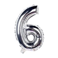 Фольгированный шар цифра "6" серебро 35 см Китай Фольгированный шар цифра "6" серебро 35 см Китай