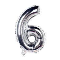 Фольгированный шар цифра "6" серебро 35 см Китай 