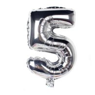 Фольгированный шар цифра "5" серебро 35 см Китай 