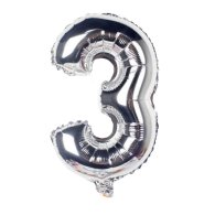 Фольгированный шар цифра "3" серебро 35 см Китай 