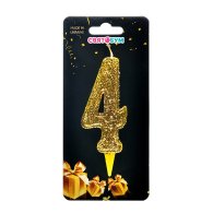 Свеча-цифра "4" золото магическое