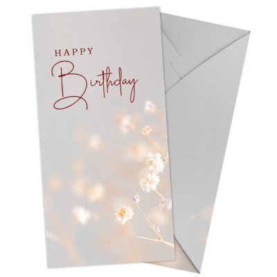 Конверт для денег "Happy birthday" белые цветы