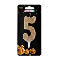 Свічка-цифра "5" золоте капучино