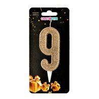 Свеча-цифра "9" золотое капучино