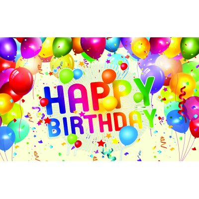 Плакат для праздника "Happy Birthday" шарики серпантин 75х120 см