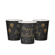 Набор стаканчиков "Happy Birthday" шарики и звёздочки на чёрном 10 шт Набор стаканчиков "Happy Birthday" шарики и звёздочки на чёрном 10 шт