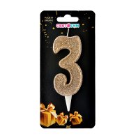 Свеча-цифра "3" золотое капучино