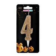 Свеча-цифра "4" золотое капучино