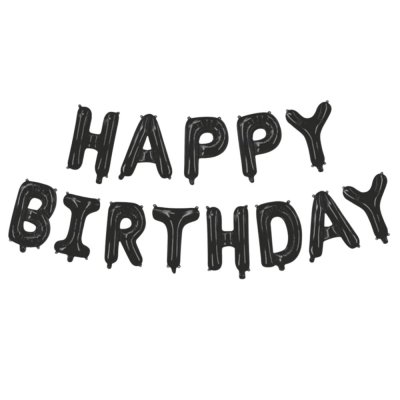 Фольгированный шар-надпись "Happy Вirthday" чёрный Китай 