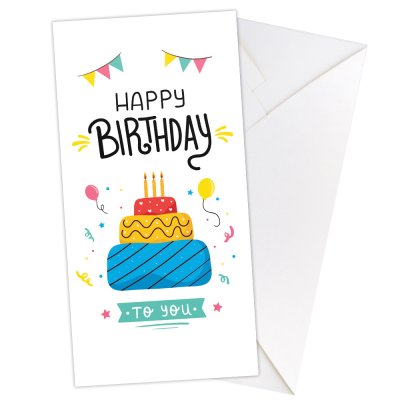Конверт для денег "Happy birthday" тортик