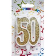 Свеча-цифра юбилейная "50" золото Свеча-цифра юбилейная "50" золото