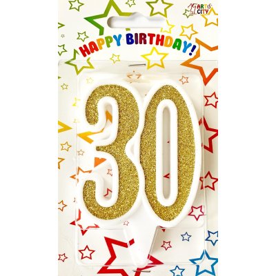 Свеча-цифра юбилейная "30" золото 