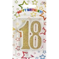 Свеча-цифра юбилейная "18" золото Свеча-цифра юбилейная "18" золото