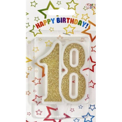 Свеча-цифра юбилейная "18" золото 