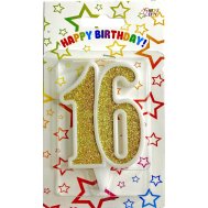 Свеча-цифра юбилейная "16" золото Свеча-цифра юбилейная "16" золото