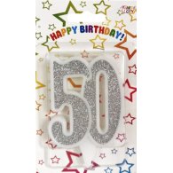 Свічка-цифра ювілейна "50" срібло