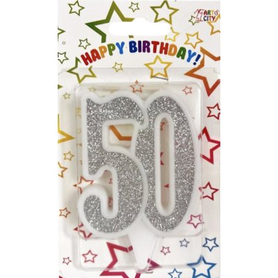Свічка-цифра ювілейна "50" срібло