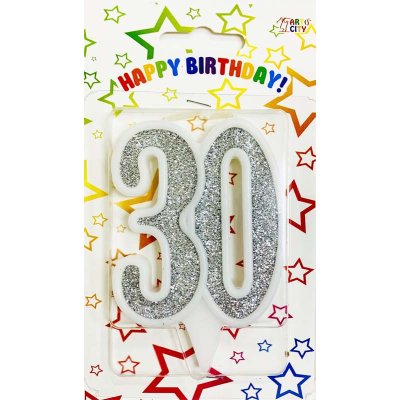 Свічка-цифра ювілейна "30" срібло