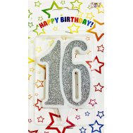 Свеча-цифра юбилейная "16" серебро Свеча-цифра юбилейная "16" серебро