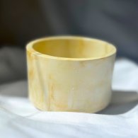 Кашпо гипсовое "Цилиндр широкий" мрамор песочный 11,5х6,8 см