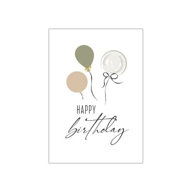 Мини-открытки "Happy birthday" воздушные шарики 10 шт