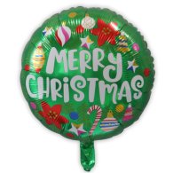 Фольгована кругла кулька "Merry Christmas" зелений 18" Китай