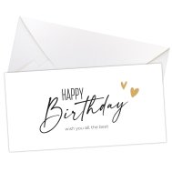 Конверт для денег "Happy birthday" золотое сердце Конверт для денег "Happy birthday" золотое сердце
