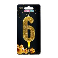Свеча-цифра "6" золото магическое