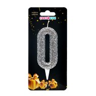Свеча-цифра "0" серебро магическое Свеча-цифра "0" серебро магическое